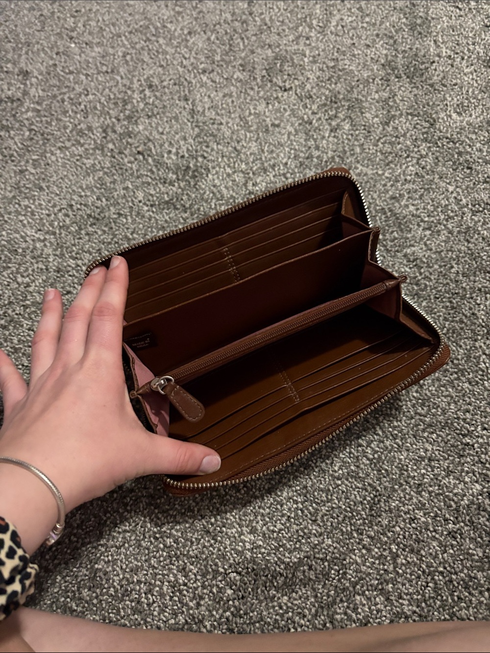 Coach White and Brown Leather Buckle Zip Wallet - Picture 3 of 8